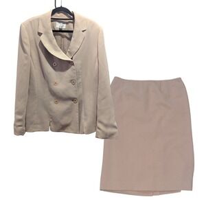 Quiet Luxury Beige‎ Skirt Suit Set Size 16 Officecore Career Chic